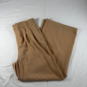 Dokotoo Women's Size Large Tan Extra Wide Leg Pleated Trousers Palazoo